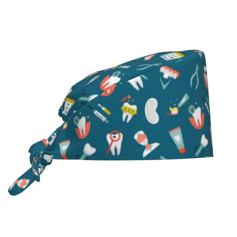 Tooth Print Scrub Cap - Adjustable Surgical Hat for Dental Professionals