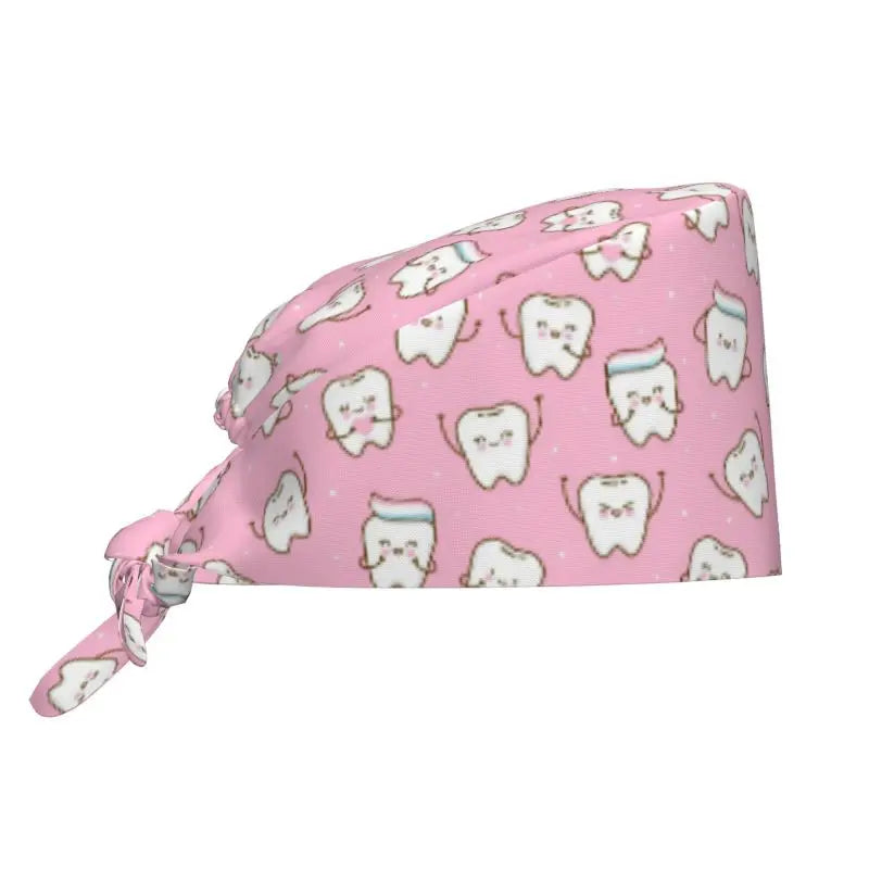 Tooth Print Scrub Cap - Adjustable Surgical Hat for Dental Professionals