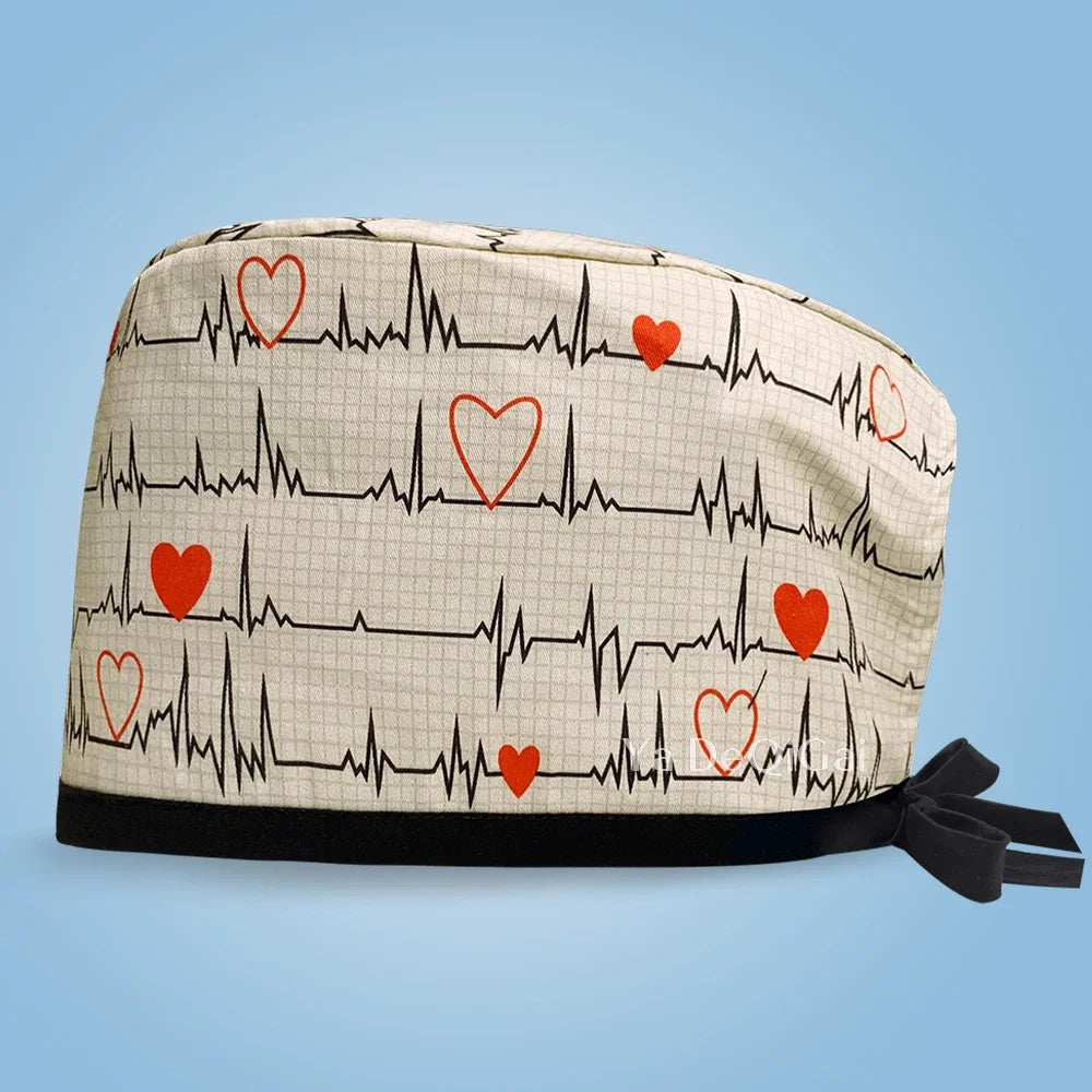 Unisex Pet Clinic Hats High Quality Tooth Print Dental Clinic Scrub Cap Breathable Medical Work Cap Cotton Nursing Hat Wholesale
