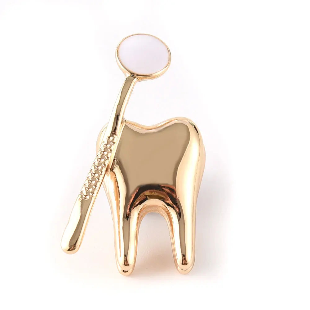 Smile Dental Tooth Toothbrush Mirror Pin - Creative Stomatology Brooch Gift