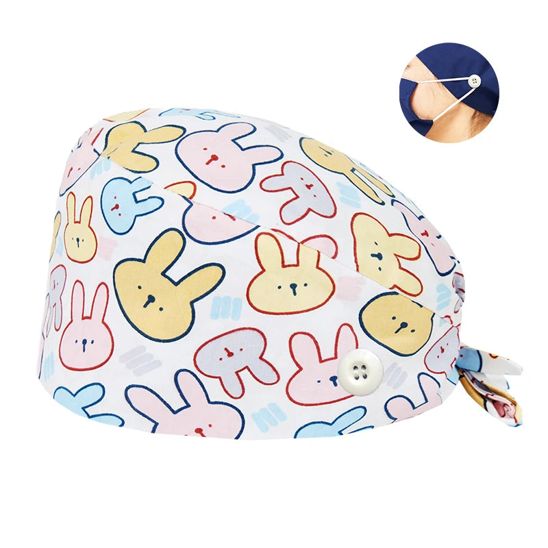 Tooth Print Surgical Scrub Caps Medical Nurse Work Hat Women Men Adjustable Nursing Doctor Dental Cap