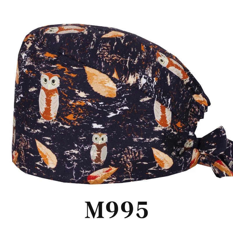 Tooth Fairy Scrub Caps for Man Woman Long Hair Adjustable Skullcap Beauty Salon Vet Working Hats with Bottons M981