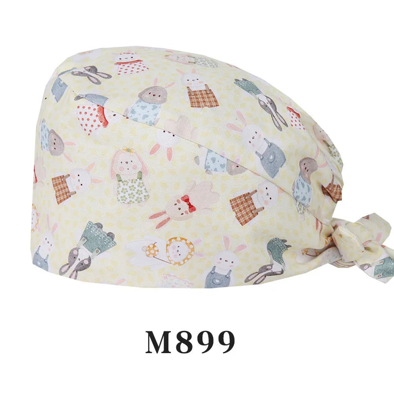 Tooth Fairy Scrub Caps for Man Woman Long Hair Adjustable Skullcap Beauty Salon Vet Working Hats with Bottons M981