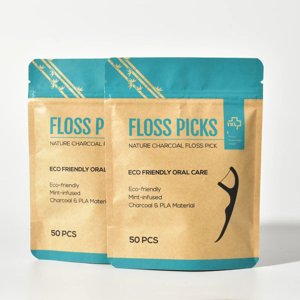 Disposable Dental Floss Picks - 50 Pack Interdental Cleaners with Handle