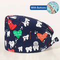 Tooth Printing Adjustable medical Hats Dental Hospital Scrubs Caps Unisex Tie Back Cartoon Scrubs Hats Health nursing Work Hats