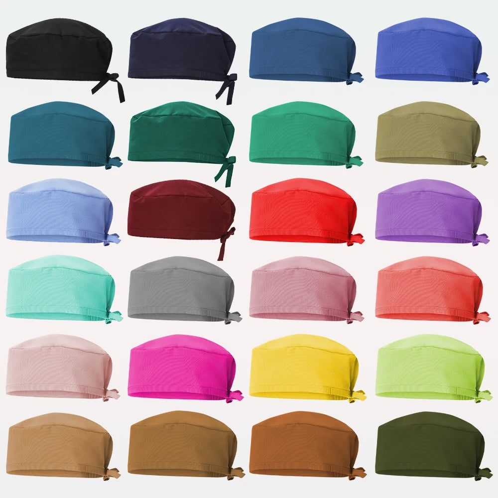 Solid Color Surgeons Hat Medical Cap Nursing Scrub Hats Hospital Clinic Scrub Caps Stretch Chef Sanitary Dental Working Caps