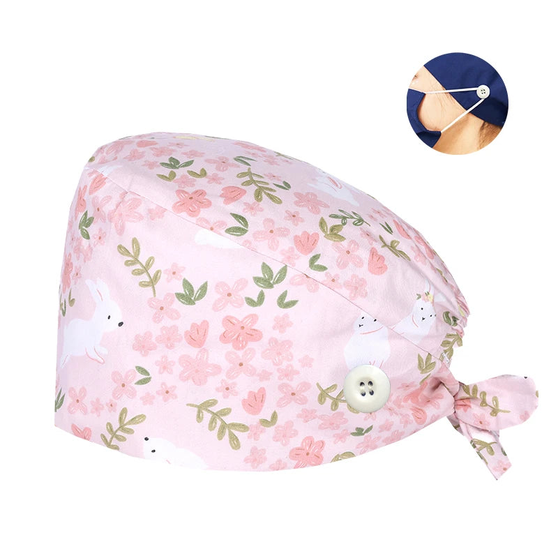 Tooth Print Surgical Scrub Caps Medical Nurse Work Hat Women Men Adjustable Nursing Doctor Dental Cap