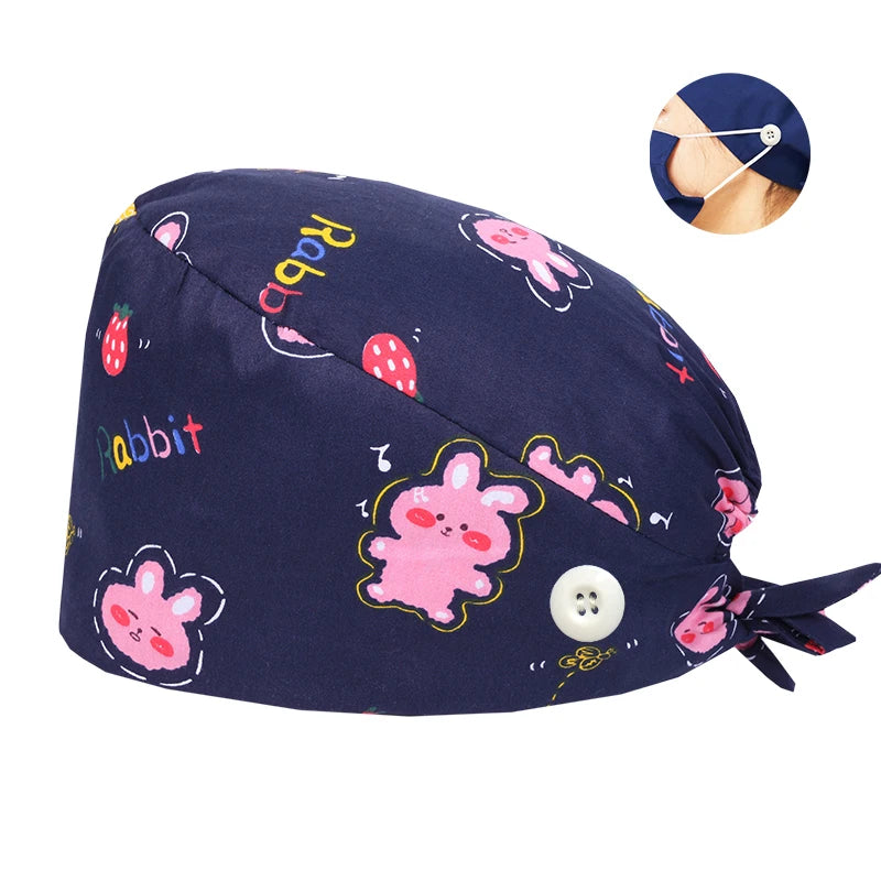 Tooth Print Surgical Scrub Caps Medical Nurse Work Hat Women Men Adjustable Nursing Doctor Dental Cap