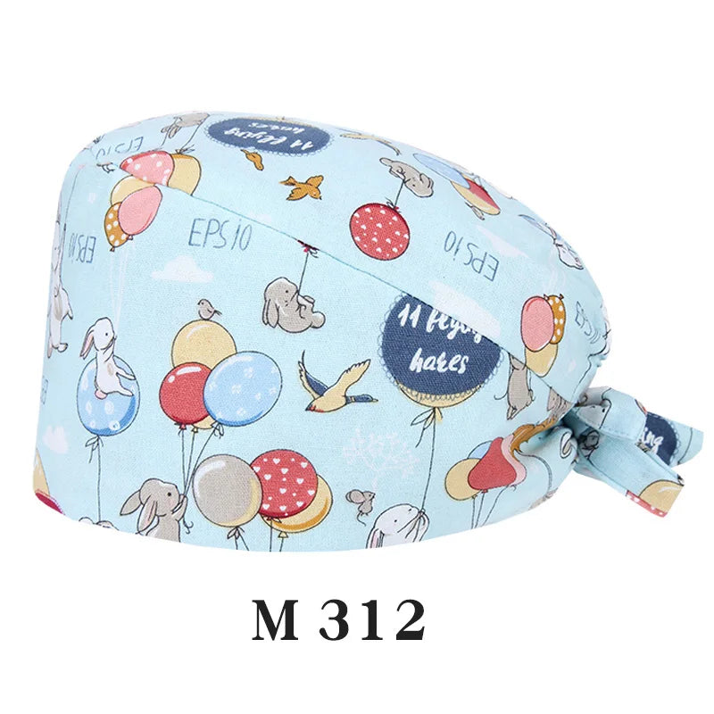 Tooth Fairy Scrub Caps for Man Woman Long Hair Adjustable Skullcap Beauty Salon Vet Working Hats with Bottons M981