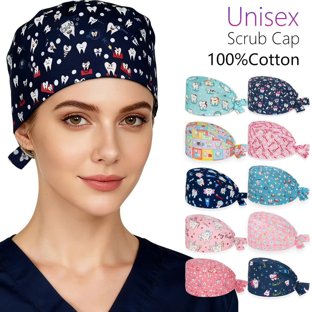 Dental Scrub Cap - 100% Cotton Surgical Hat for Women & Men