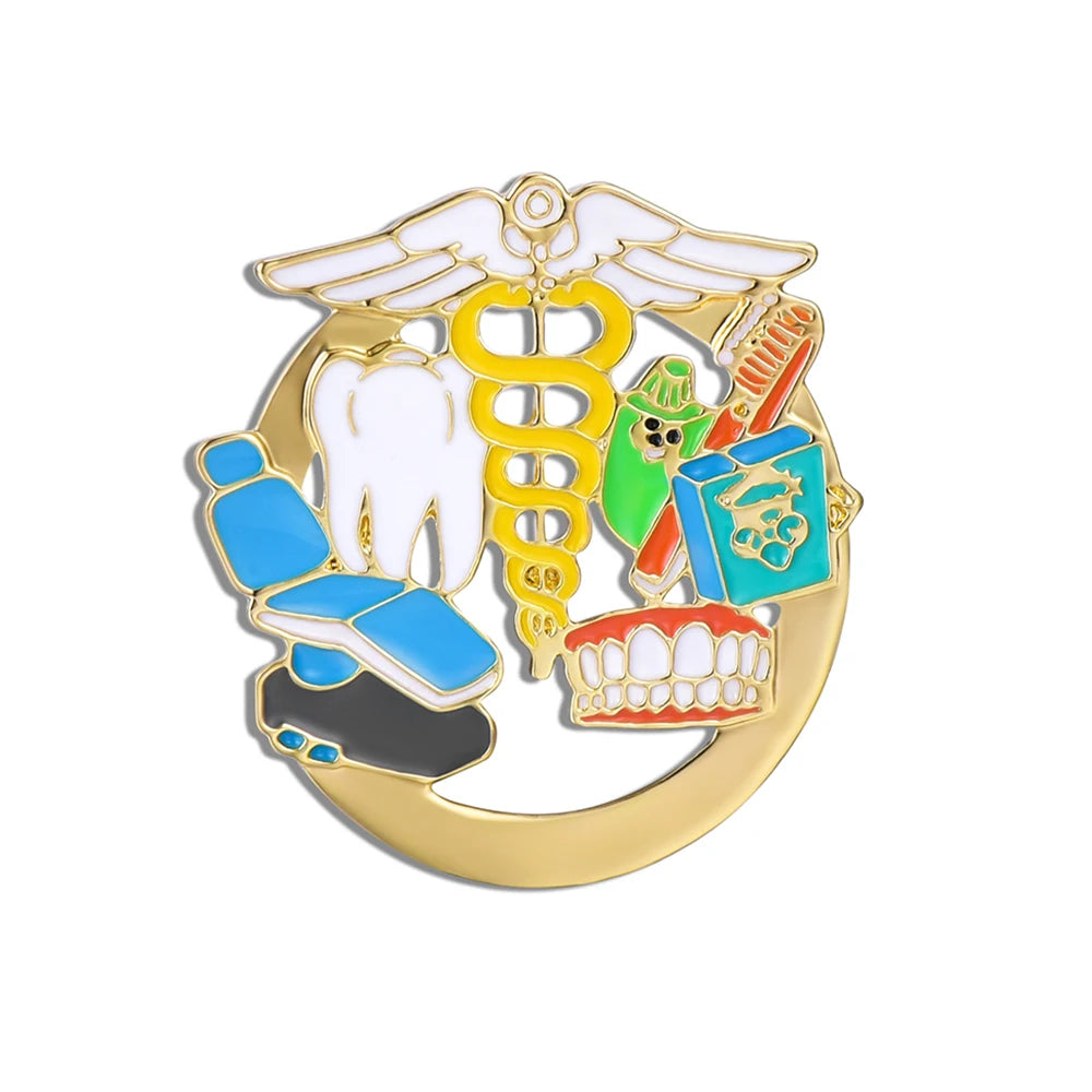 Dental Tooth Collection Brooch - Professional Enamel Lapel Pin for Dental Teams