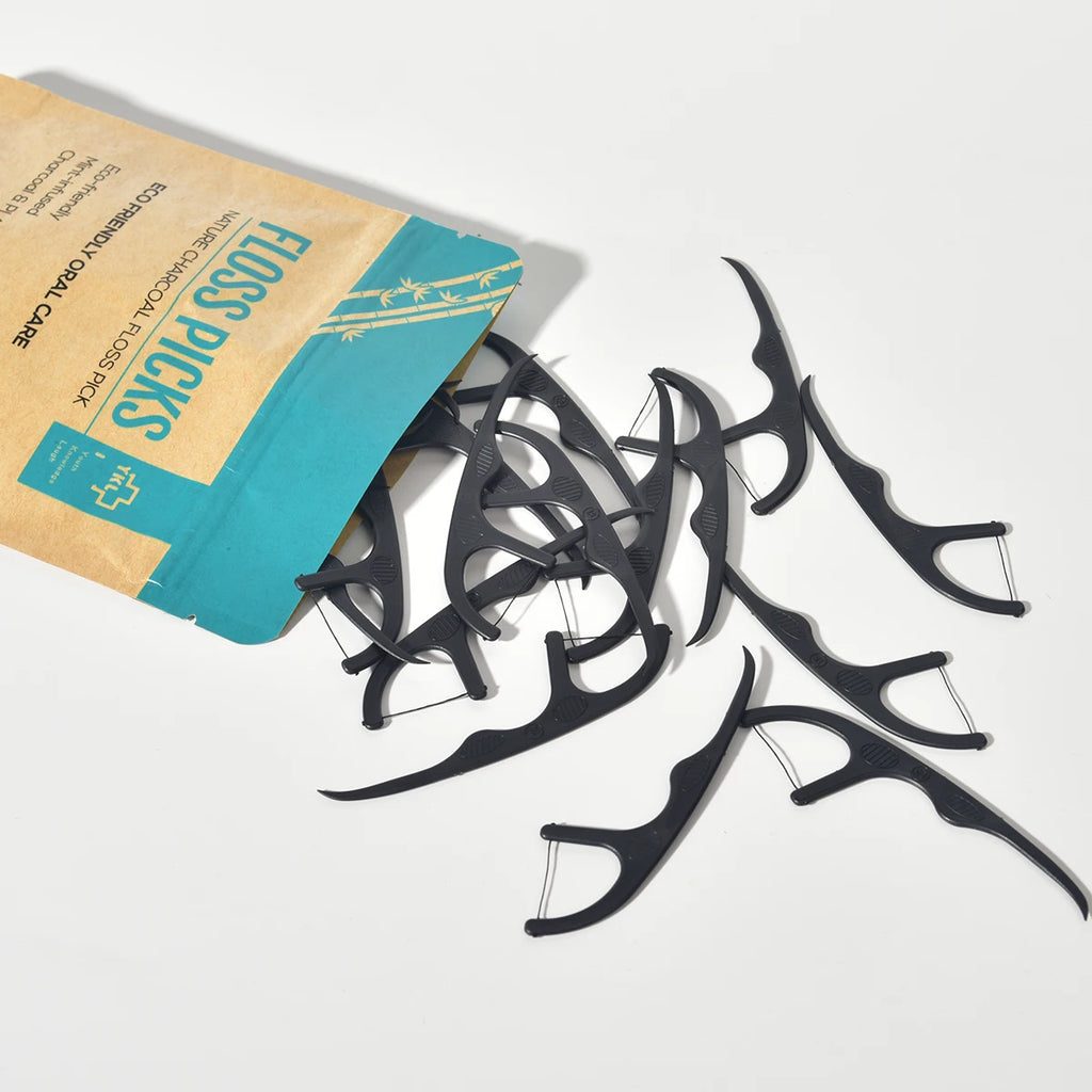 Disposable Dental Floss Picks - 50 Pack Interdental Cleaners with Handle