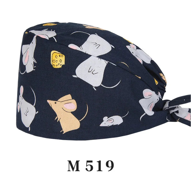 Tooth Fairy Scrub Caps for Man Woman Long Hair Adjustable Skullcap Beauty Salon Vet Working Hats with Bottons M981