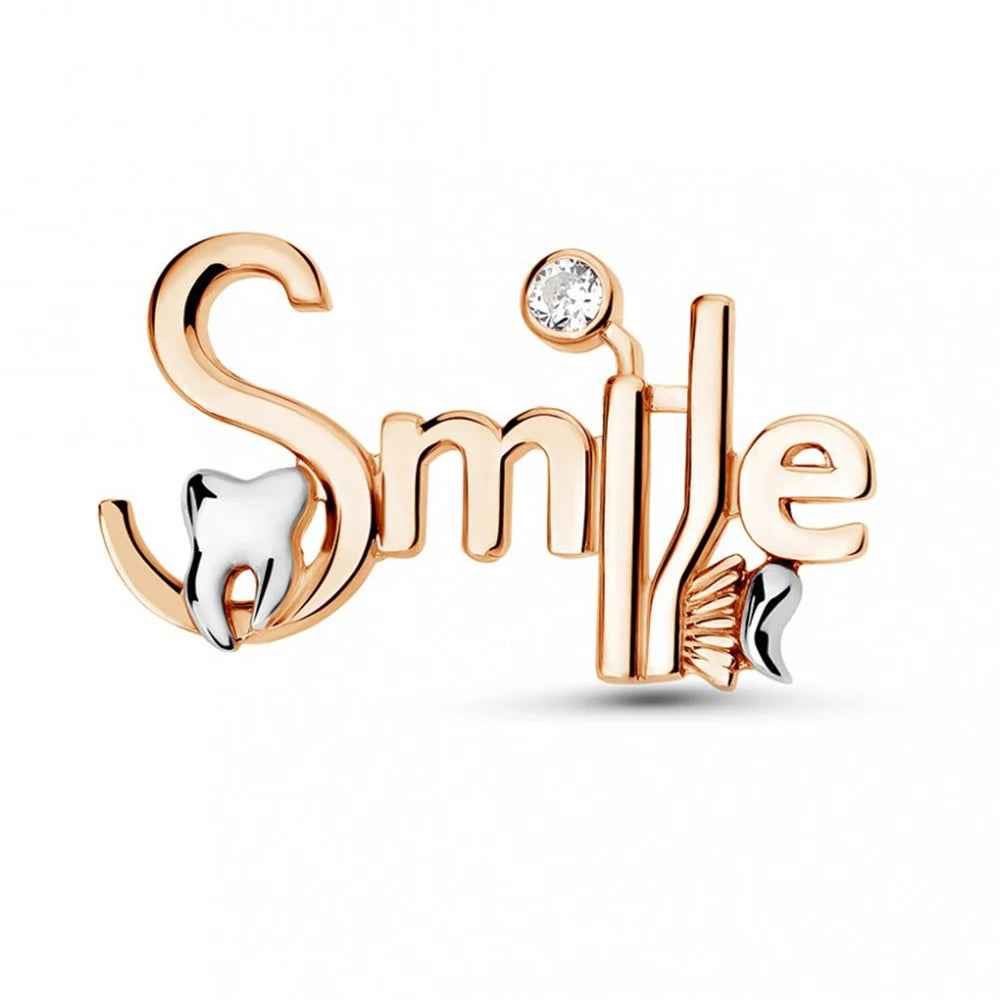Smile Dental Tooth Toothbrush Mirror Pin - Creative Stomatology Brooch Gift