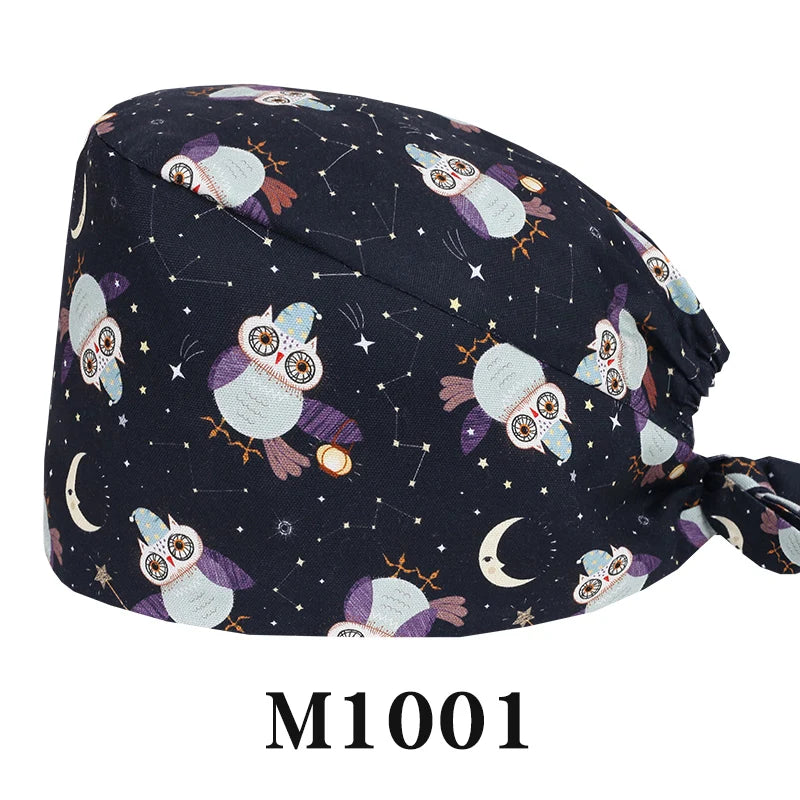Tooth Fairy Scrub Caps for Man Woman Long Hair Adjustable Skullcap Beauty Salon Vet Working Hats with Bottons M981