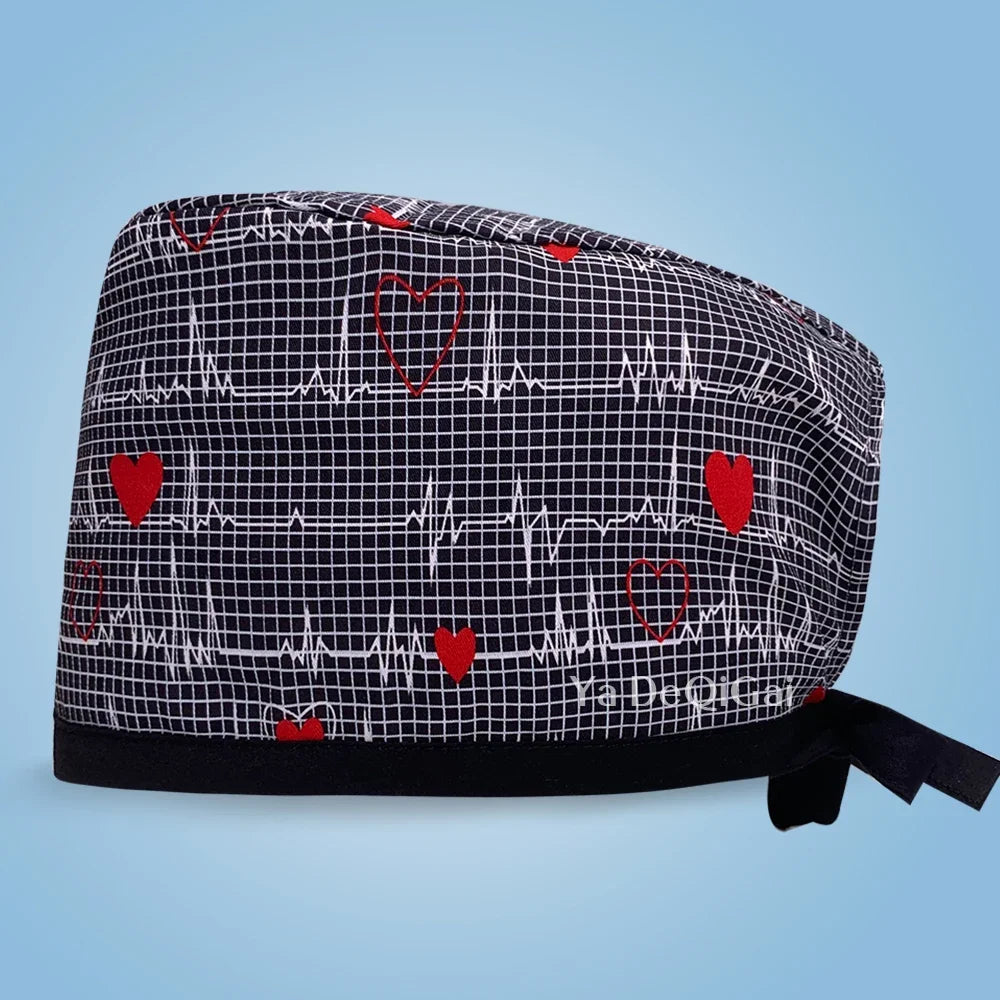Unisex Pet Clinic Hats High Quality Tooth Print Dental Clinic Scrub Cap Breathable Medical Work Cap Cotton Nursing Hat Wholesale
