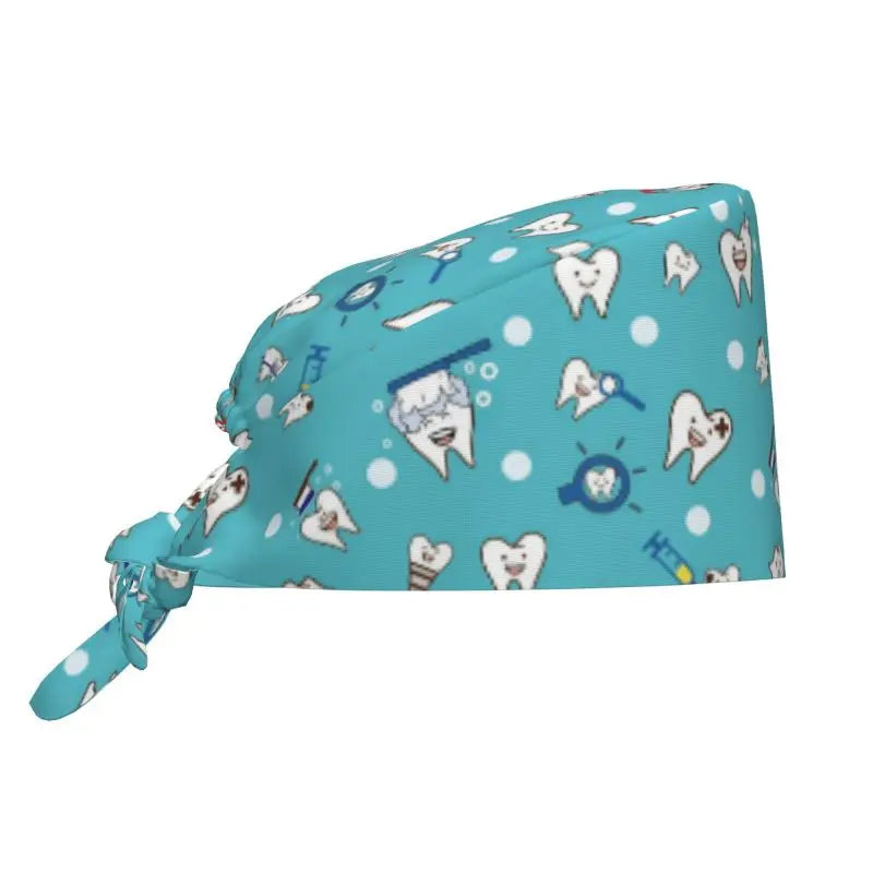 Tooth Print Scrub Cap - Adjustable Surgical Hat for Dental Professionals