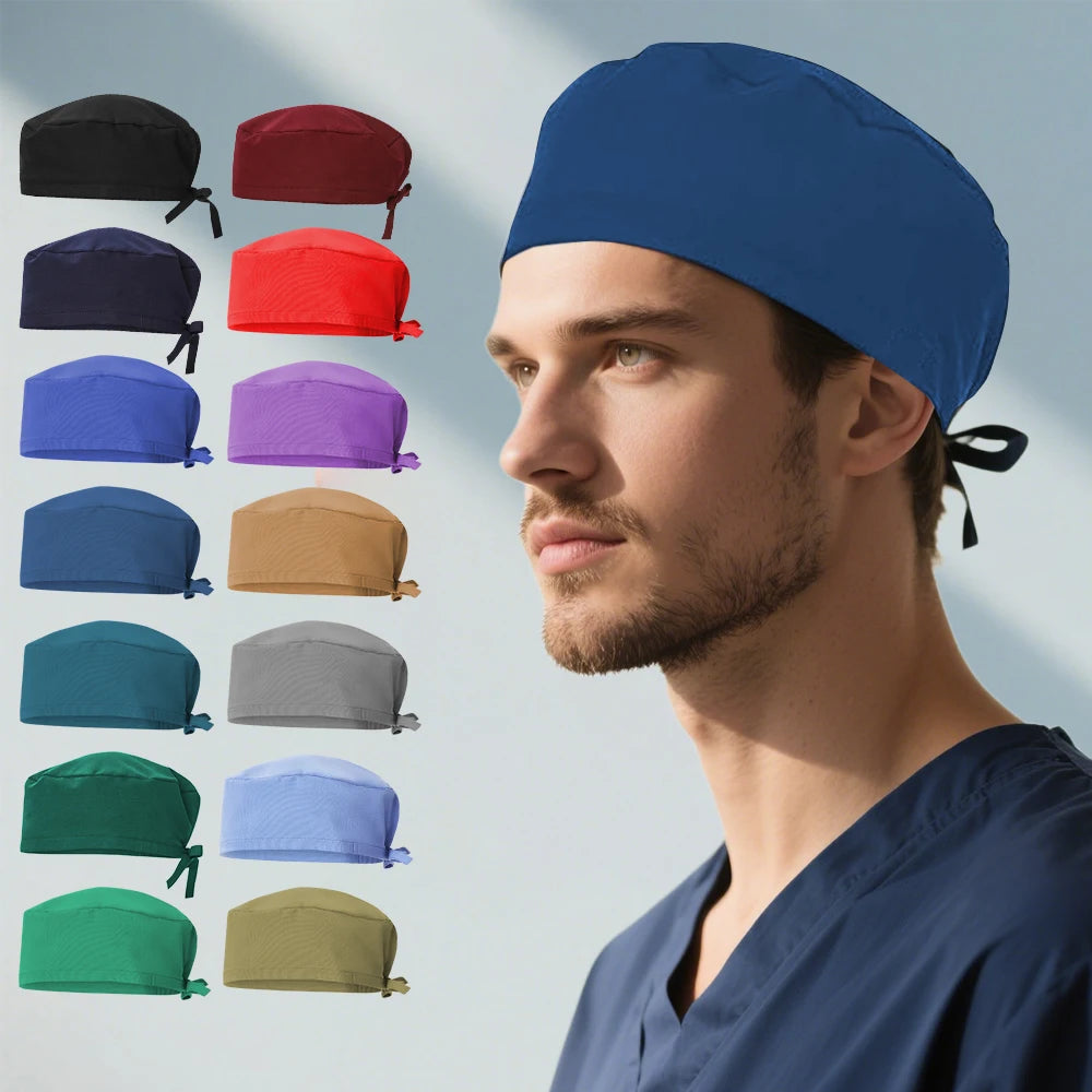 Solid Color Surgeons Hat Medical Cap Nursing Scrub Hats Hospital Clinic Scrub Caps Stretch Chef Sanitary Dental Working Caps