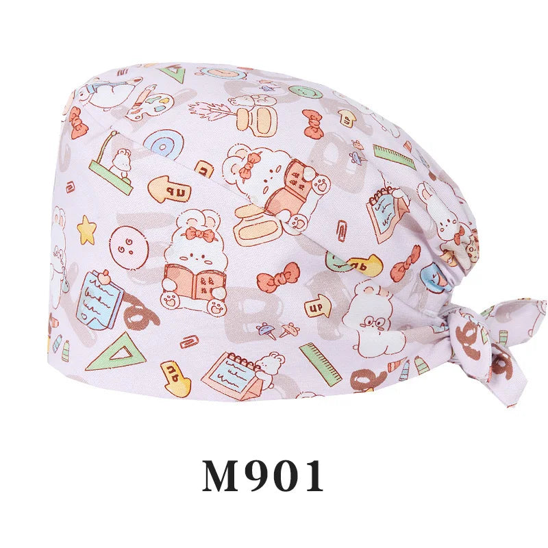 Tooth Fairy Scrub Caps for Man Woman Long Hair Adjustable Skullcap Beauty Salon Vet Working Hats with Bottons M981