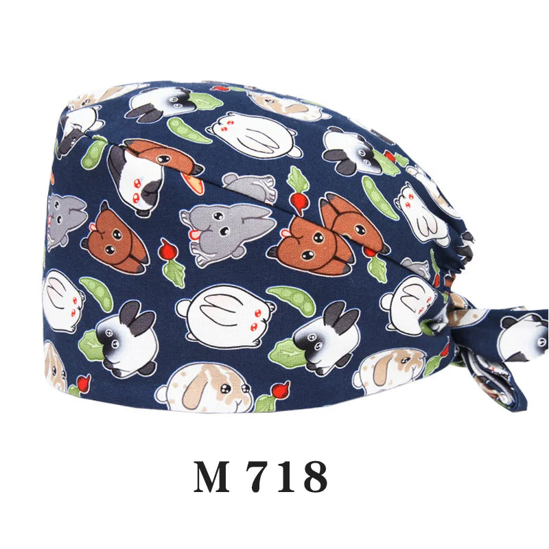 Tooth Fairy Scrub Caps for Man Woman Long Hair Adjustable Skullcap Beauty Salon Vet Working Hats with Bottons M981