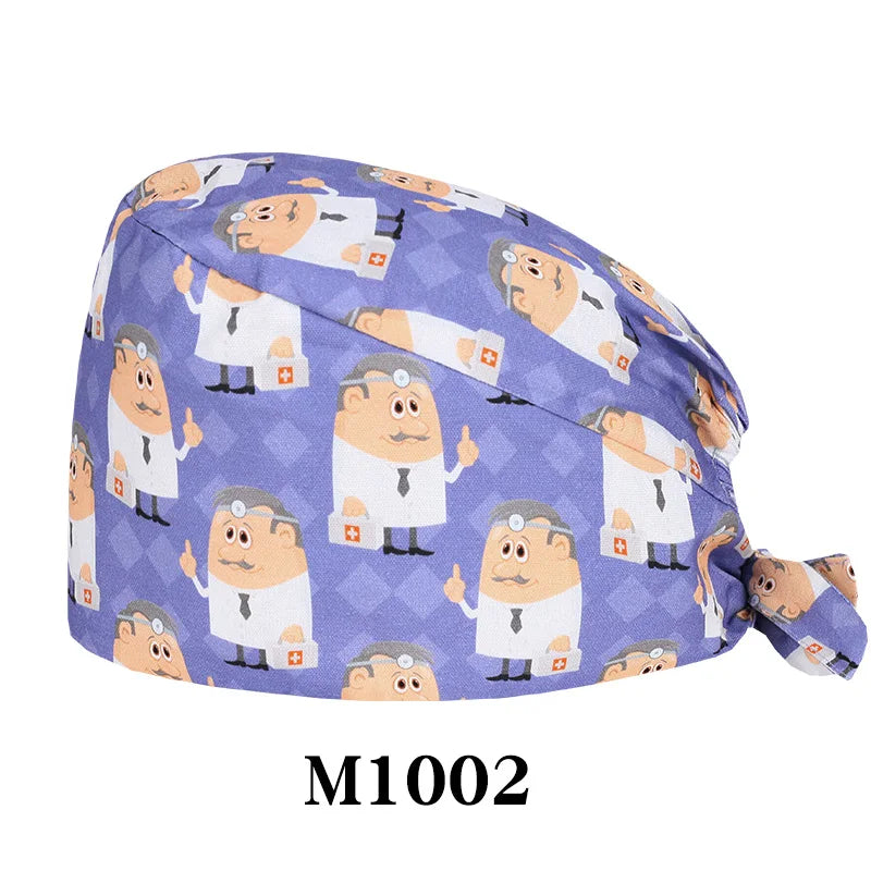 Tooth Fairy Scrub Caps for Man Woman Long Hair Adjustable Skullcap Beauty Salon Vet Working Hats with Bottons M981