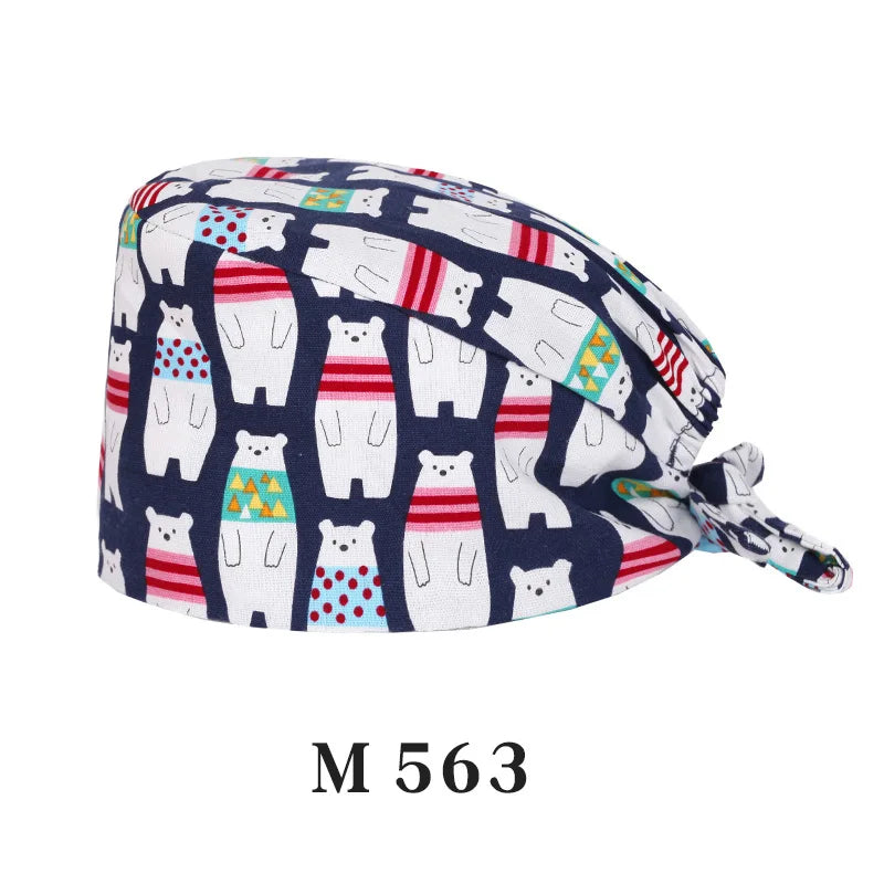 Tooth Fairy Scrub Caps for Man Woman Long Hair Adjustable Skullcap Beauty Salon Vet Working Hats with Bottons M981