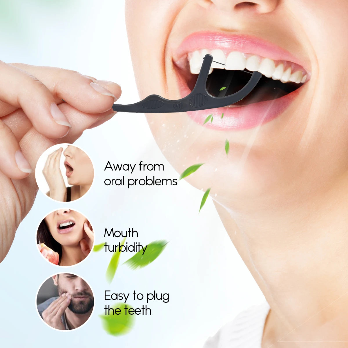 Disposable Dental Floss Picks - 50 Pack Interdental Cleaners with Handle