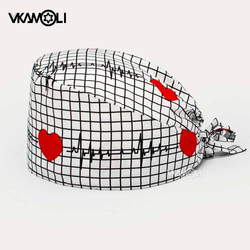 new unisex scrubs caps tooth printing cap adjustable size cotton sweat-absorbent elastic scrub hats Dental beauty dentist cap