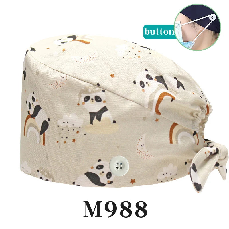 Tooth Fairy Scrub Caps for Man Woman Long Hair Adjustable Skullcap Beauty Salon Vet Working Hats with Bottons M981