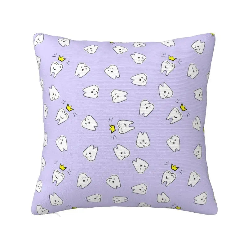 Custom Nordic Kawaii Healthy Teeth Pattern Tooth Cushion Cover for Sofa Soft Care Dental Health Pillow Case