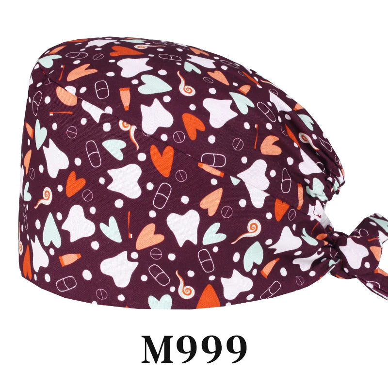 Tooth Fairy Scrub Caps for Man Woman Long Hair Adjustable Skullcap Beauty Salon Vet Working Hats with Bottons M981