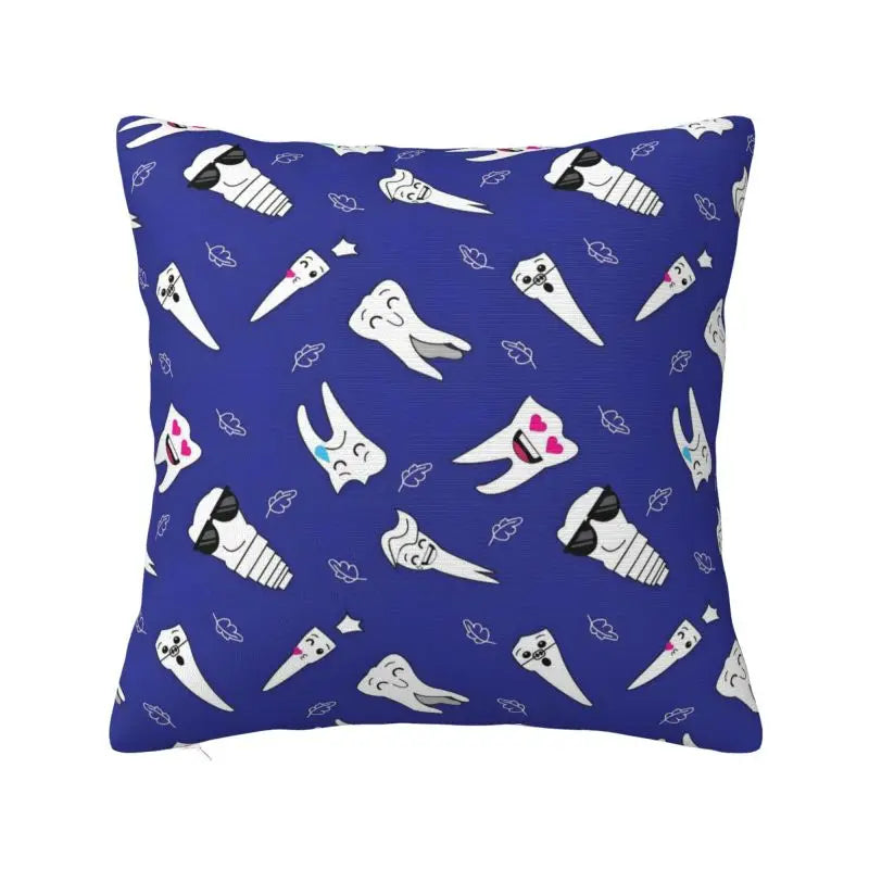 Custom Nordic Kawaii Healthy Teeth Pattern Tooth Cushion Cover for Sofa Soft Care Dental Health Pillow Case